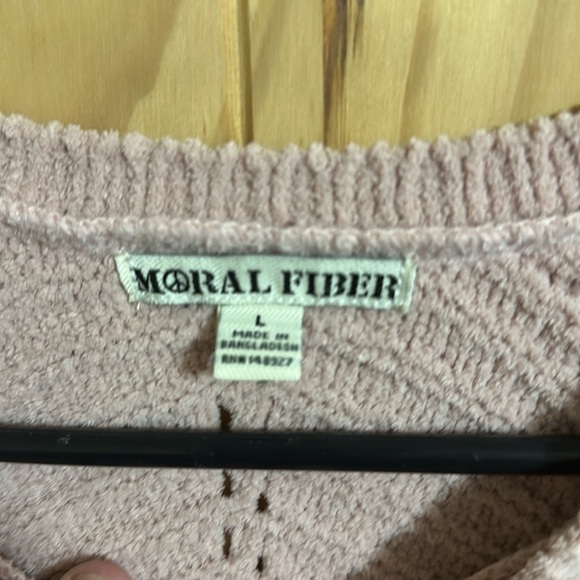 MORAL FIBER Colorblock Knit Sweater - Pink, White, and Purple - Picture 2 of 4